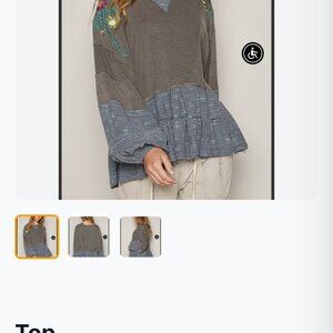 Pol multi pattern oversized embroider top small